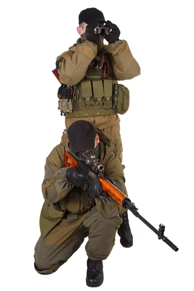 Insurgent sniper pair with SVD rifle — Stock Photo, Image