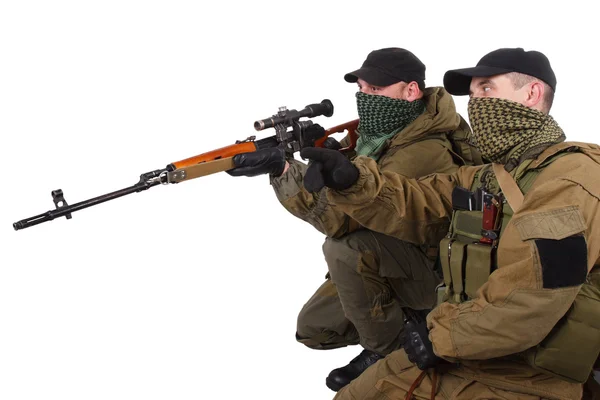 Dvojice povstaleckých odstřelovač puškou Svd — Stock fotografie