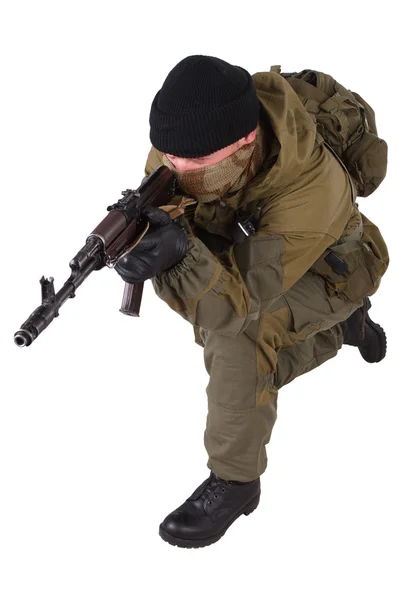 Atirador com rifle kalashnikov — Fotografia de Stock