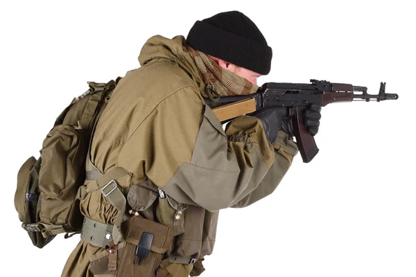 Shooter with kalashnikov rifle — Stock Photo, Image