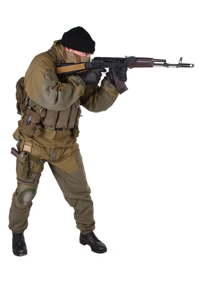 Shooter with kalashnikov rifle — Stock Photo, Image