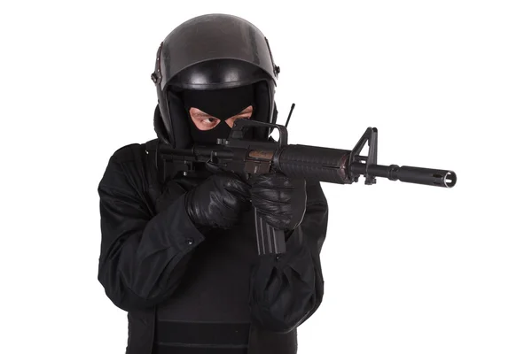 SWAT officer in black uniform — Stock Photo, Image
