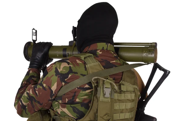 Oekraïense vrijwilliger met granaatwerper Rpg — Stockfoto