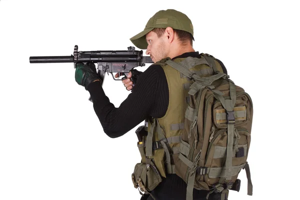 Mercenary with mp5 submachine gun — Stock Photo, Image
