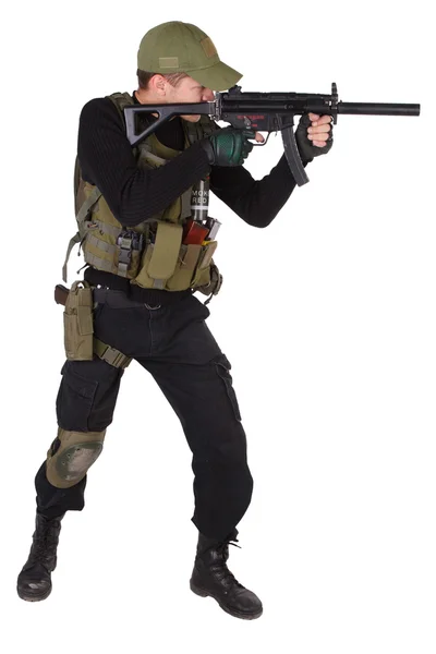 Mercenario con metralleta mp5 — Foto de Stock
