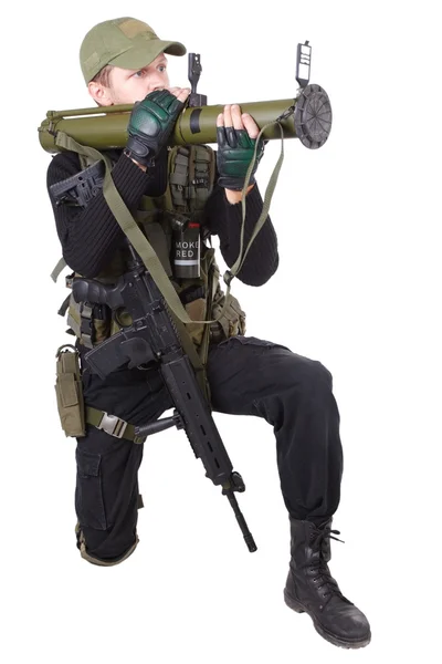 Mercenary with bazooka gun — Stock Photo, Image