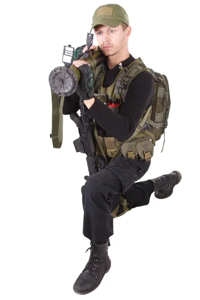 Mercenary with bazooka gun — Stock Photo, Image