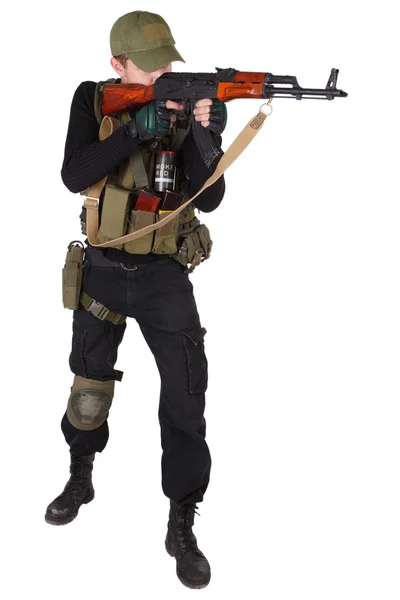 Mercenary with AK 47 gun — Stock Photo, Image