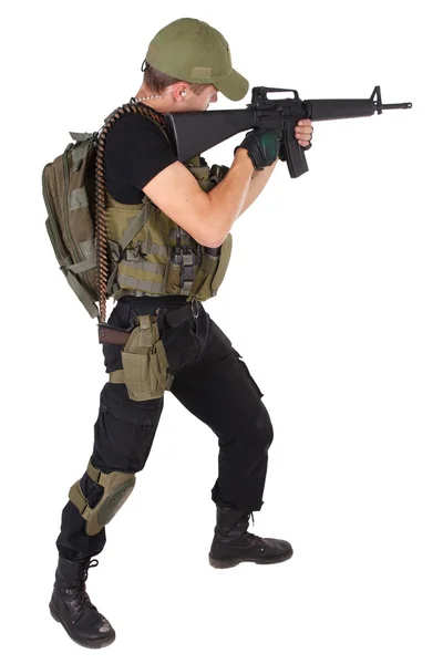 Schütze mit Gewehr m16 — Stockfoto