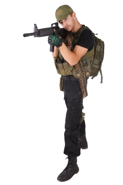 Rifleman med m16 gevär — Stockfoto