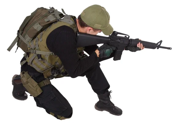 Rifleman with m16 rifle — Stock Photo, Image