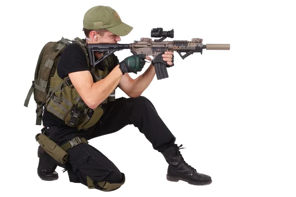 Schütze mit m4 Karabiner — Stockfoto
