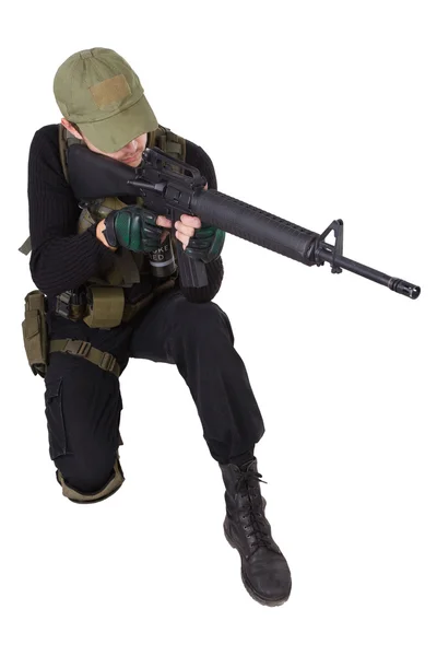 Rifleman com rifle m16 — Fotografia de Stock