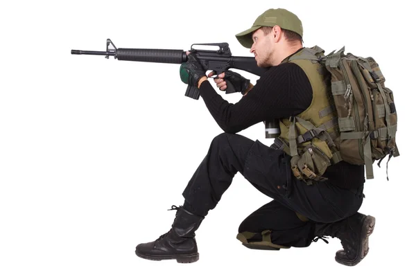 Rifleman with m16 rifle — Stock Photo, Image