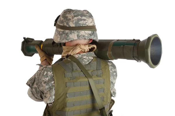 US ARMY soldier with AT rocket launcher — Stock Photo, Image