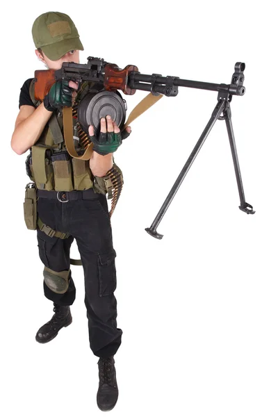 Gunner with RPD gun — Stock Photo, Image