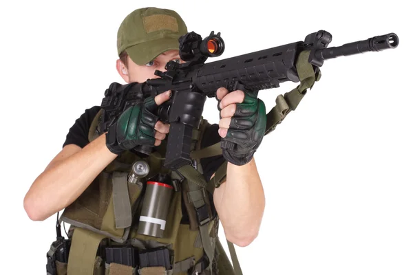 Rifleman with m16 rifle — Stock Photo, Image