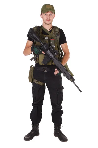 Rifleman with m16 rifle — Stock Photo, Image