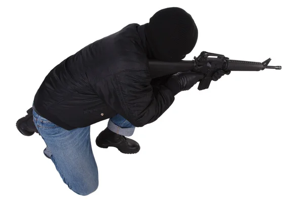 Gunman with M16 rifle — Stock Photo, Image