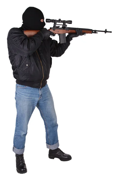 Gunman with sniper rifle — Stock Photo, Image