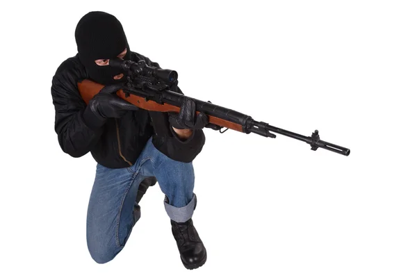 Gunman with sniper rifle — Stock Photo, Image