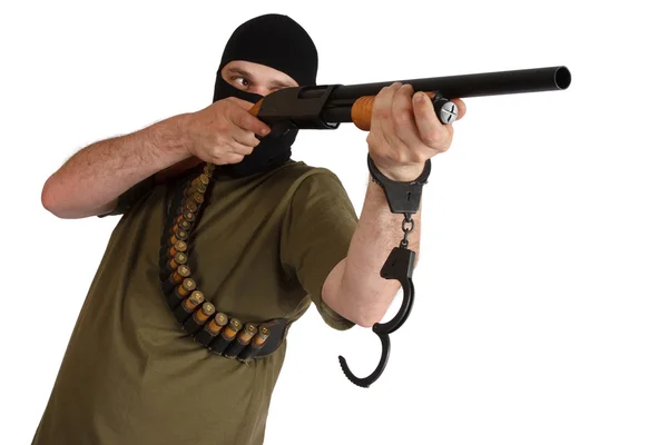 散弾銃で黒マスク強盗 — ストック写真