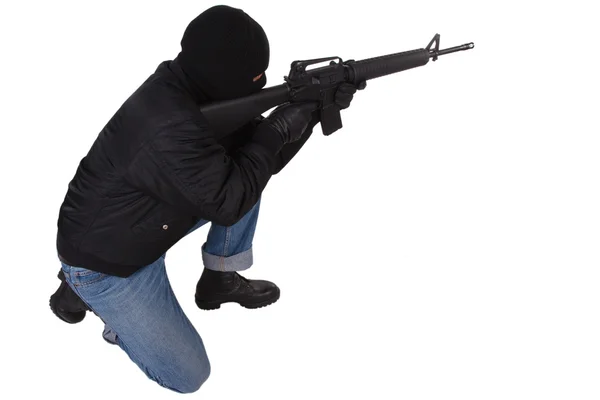 Gunman with M16 rifle — Stock Photo, Image