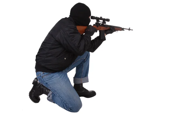 Gunman with sniper rifle — Stock Photo, Image