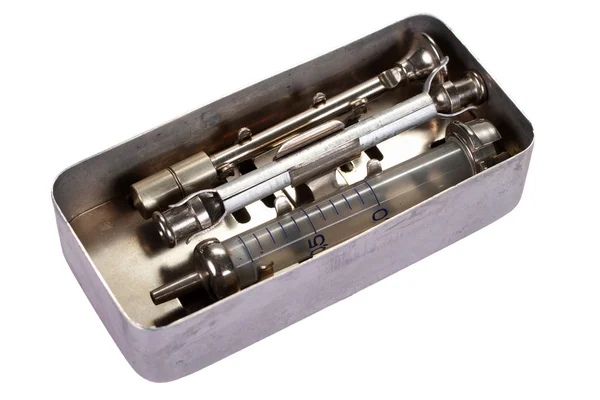 Old vintage glass syringe — Stock Photo, Image