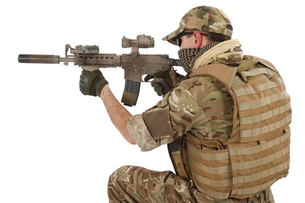 Appaltatore militare privato con carabina M4 — Foto Stock