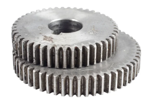 Steel gears on a white background — Stock fotografie