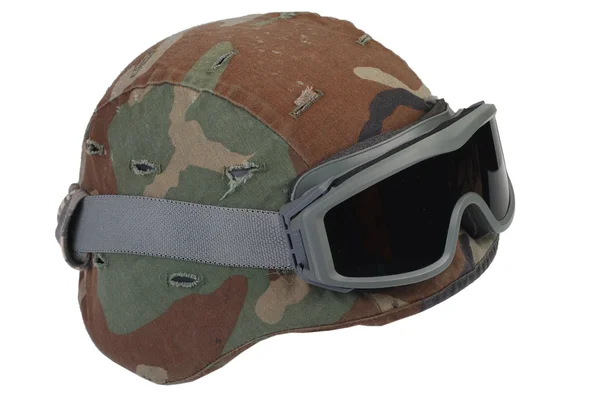 Kevlar helmet with a camouflage cover — Stock Photo, Image