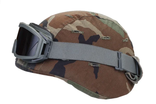 Kevlar helmet with a camouflage cover — Stock Photo, Image