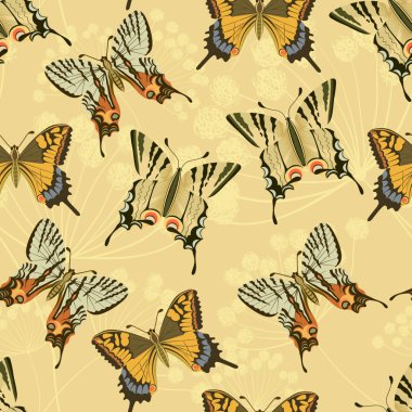 Farklı kelebekler ile sorunsuz arka plan
