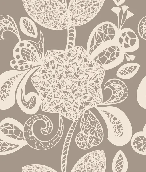 Modèle abstrait sans couture avec des fleurs en dentelle — Image vectorielle