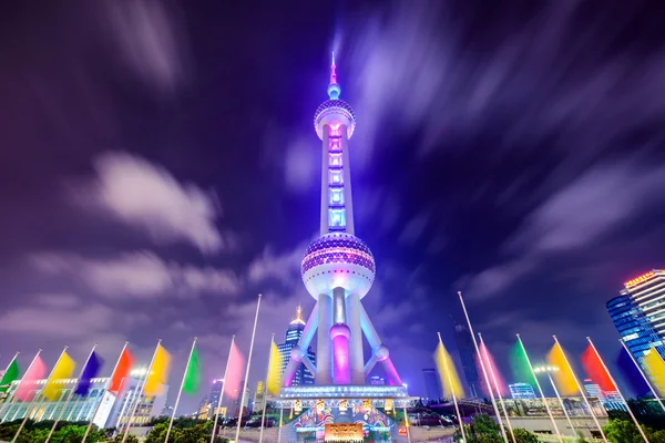Shanghai věž v noci — Stock fotografie