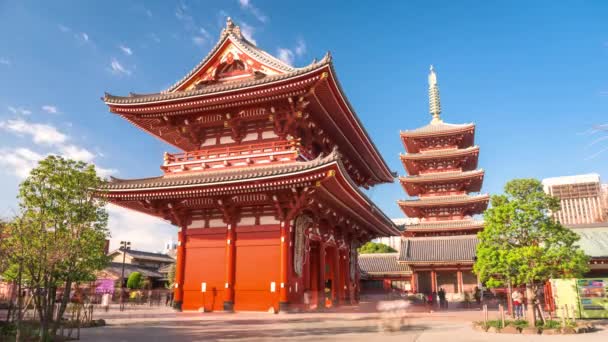 Tokyo Japonya Aralık 2015 Turist Ana Kapı Pagoda Sensoji Tapınağı — Stok video