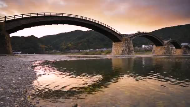 Kintai Iwakuni Köprüsü, Japonya — Stok video