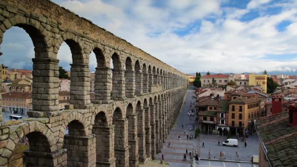 Segovia İspanya su kemeri — Stok video