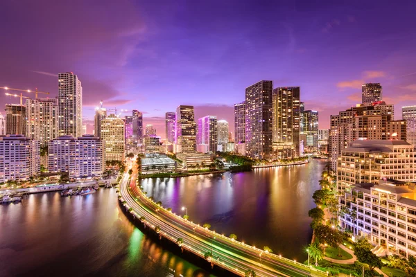 Skyline de noite de Miami, Flórida — Fotografia de Stock