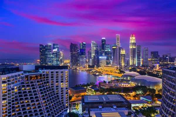 Skyline notte di Singapore — Foto Stock