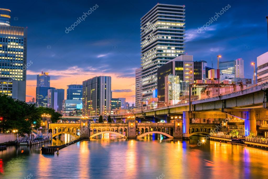 Osaka Japan River Skyline Stock Photo Image By C Sepavone