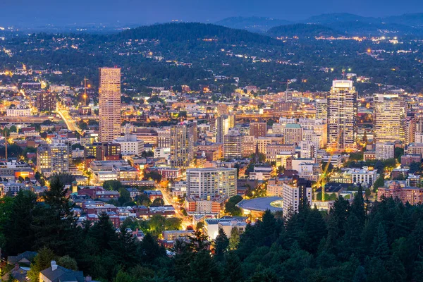 Portland Oregon Estados Unidos Paisaje Urbano Céntrico Atardecer — Foto de Stock