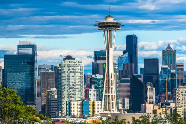 Seattle, Washington, ABD şehir merkezi silueti.