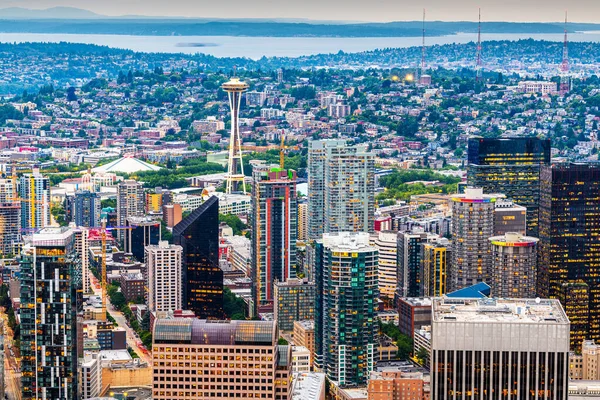 Seattle Washington Estados Unidos Skyline Centro Por Noche —  Fotos de Stock