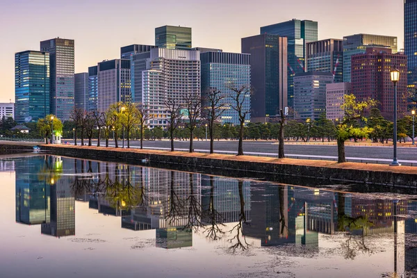 Immeubles Bureaux Modernes Reflet Eau Tokyo Japon — Photo