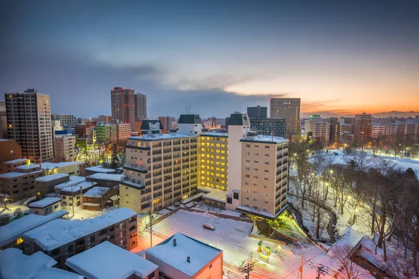Wintery City Skyline Sapporo Japan Looking Nakajima Park Dawn — Stock Photo, Image
