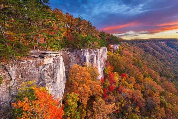 New River Gorge Západní Virginie Usa Podzimní Krajina Nekonečné Zdi — Stock fotografie