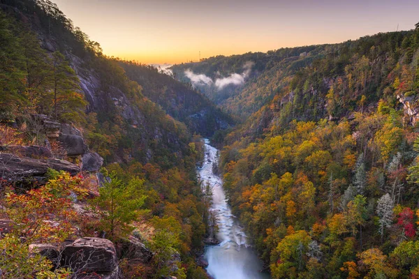 Tallulah Falls Georgia Con Vistas Tallulah Gorge Temporada Otoño — Foto de Stock