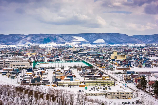 Furano Hokkaido Japans Stadtsilhouette Winter Der Dämmerung — Stockfoto